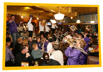 A live band playing to a packed room